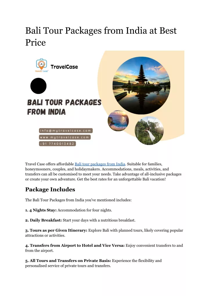 PPT - Bali Tour Packages from India at Best Price PowerPoint Presentation - ID:12652067