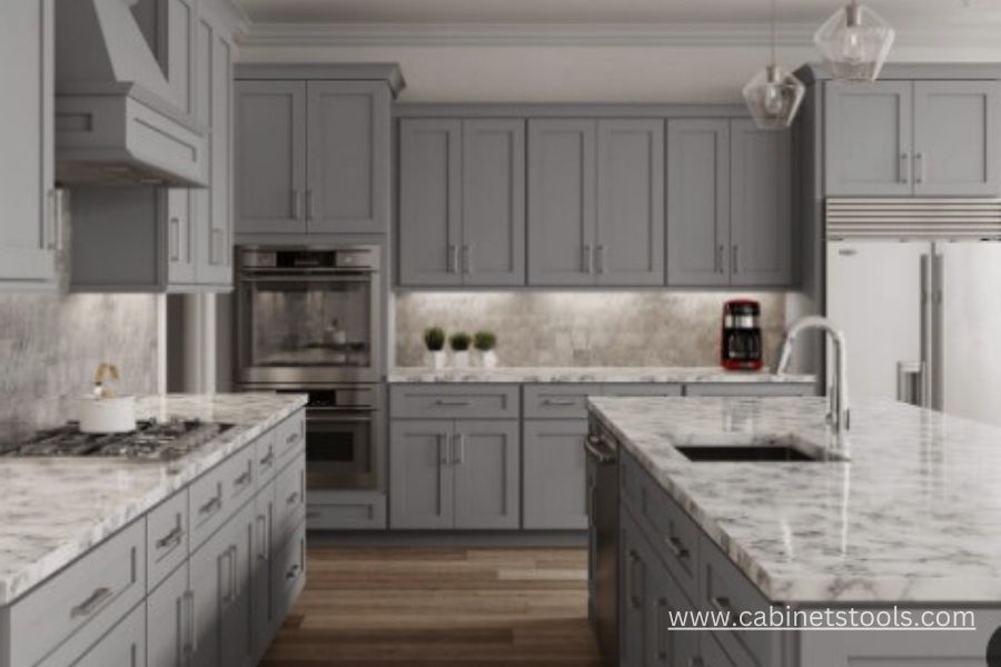 Why Dove Grey Light Grey Kitchen Cabinets with Dark Countertops is a Trend You Need to Try - Cabinets Tools