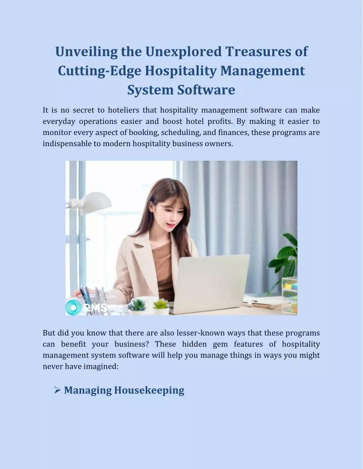 PPT - Unveiling the Unexplored Treasures of Cutting-Edge Hospitality Management System PowerPoint Presentation - ID:13025134