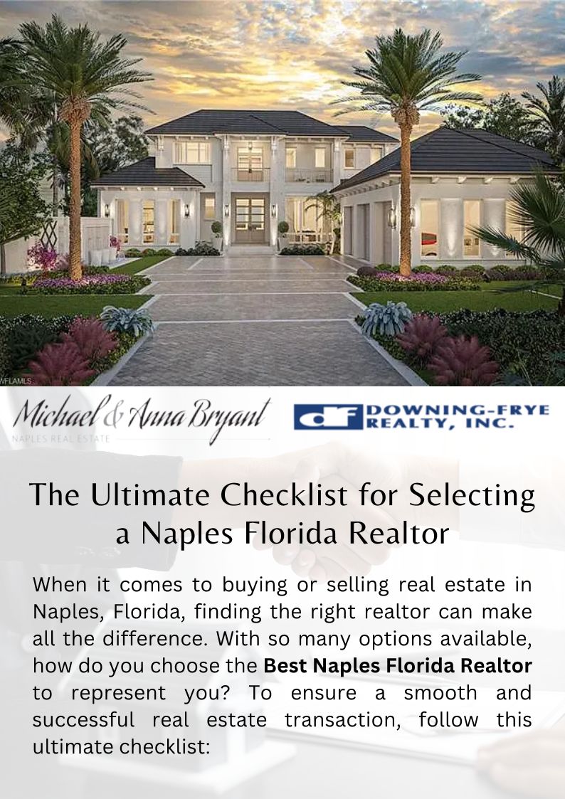 The Ultimate Checklist For Selecting A Naples Florida Realtor