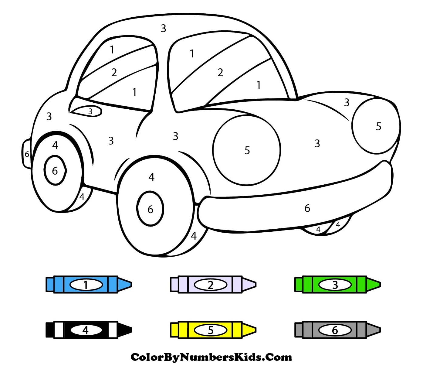Car Color By Number - ColorByNumbersKids