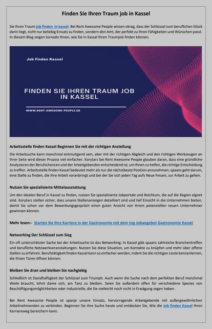 Finden Sie hier Jobs in Kassel für den Berufseinstieg | PDF