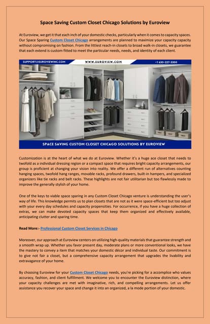 Transform Your Space with Custom Closet Chicago Euroview | PDF