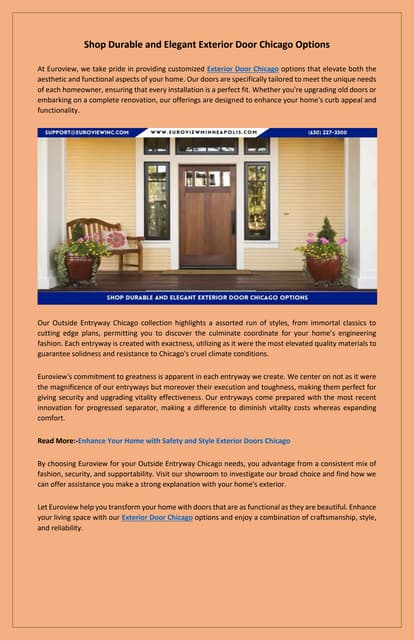 Enhance Your Home Security and Style with Exterior Door Chicago Options | PDF