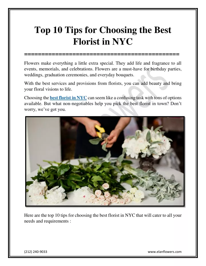 PPT - Top 10 Tips for Choosing the Best Florist in NYC PowerPoint Presentation - ID:13300858
