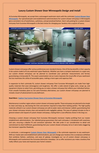 Affordable Custom Shower Door Minneapolis Euroview Quality | PDF