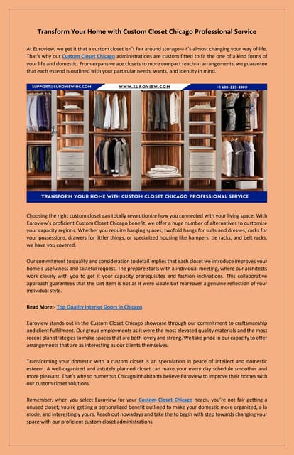 Stylish Custom Closet Chicago Maximize Your Space Efficiently | PDF