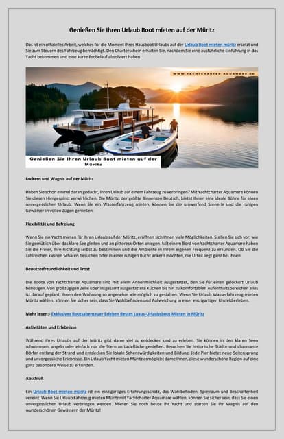 Urlaub auf der Müritz Boot mieten und entspannen | PDF