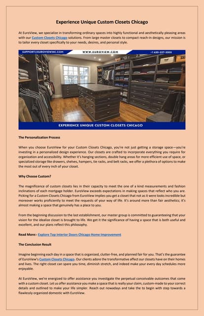 Optimize Your Space with Custom Closets Chicago | PDF