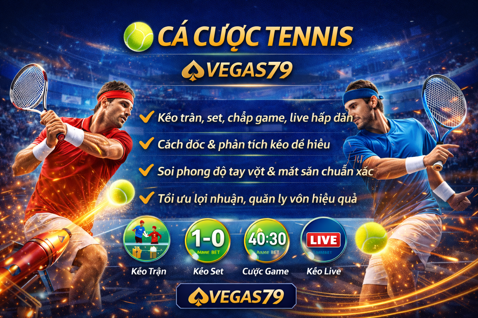 Cá Cược Tennis Vegas79 | Hướng Dẫn Soi Kèo Chuẩn Từ A–Z
