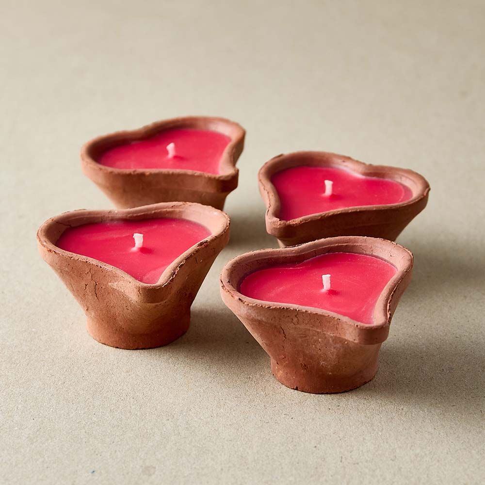 Priya | Rose Scented - Box of 4 Heart Shaped Dalit Candles - Dalit Goods Co