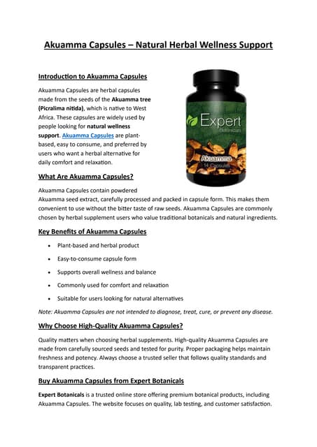 Akuamma Capsules | Natural Herbal Support – Expert Botanicals | PDF