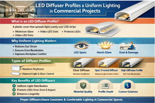 LED Diffuser Profile and Its Role in Uniform Lighting for Commercial Projects - Celebz Hub