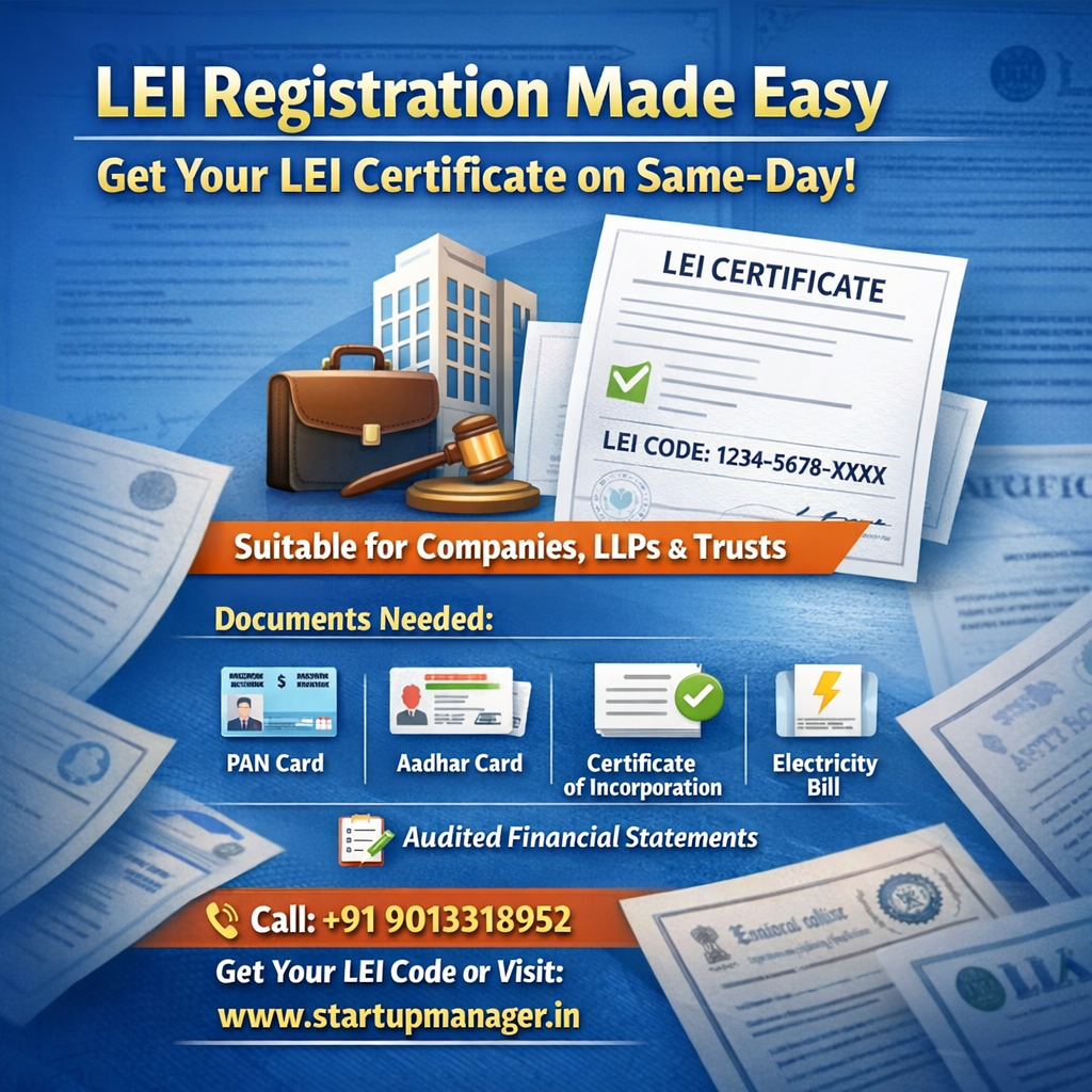 LEI Code Registration​ By CA | LEI Renewal​ & Certificate