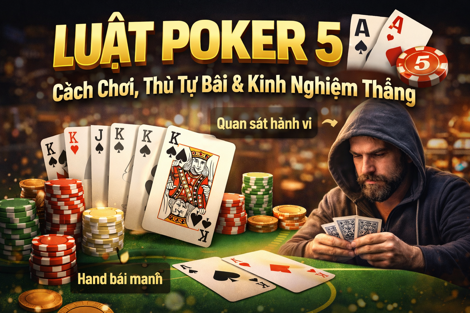 Luật Poker 5 Lá – Cách Chơi, Thứ Tự Bài & Kinh Nghiệm Thắng 2026