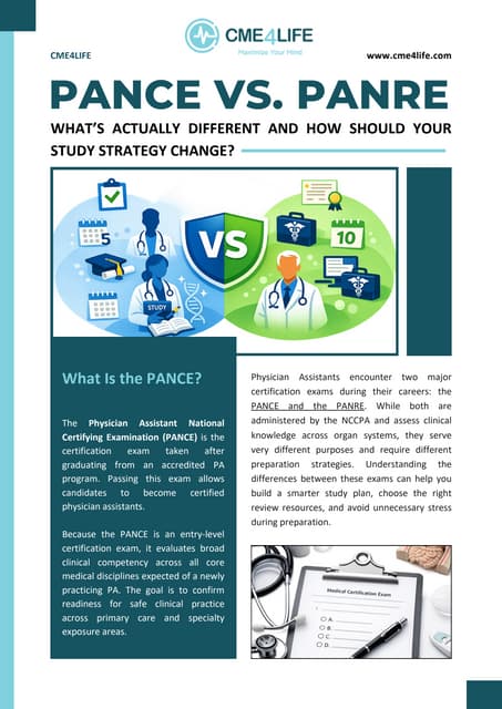 Understanding PANCE vs. PANRE: Key Differences and Study Strategies for Physician Assistants | PDF