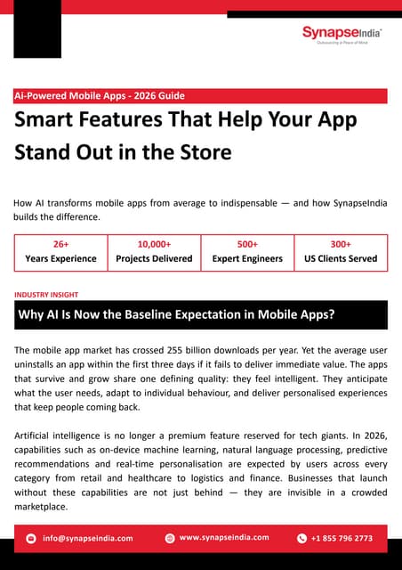 AI-Powered Mobile Apps in 2026: Features, Benefits & Industry Applications | PDF
