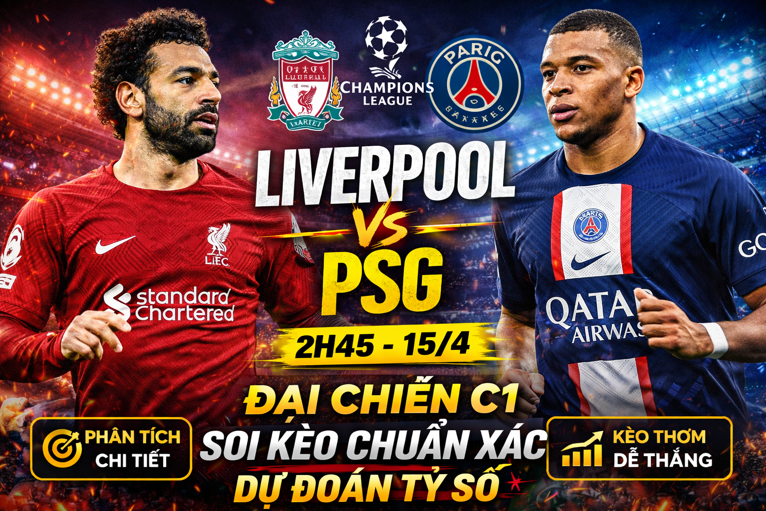 Soi kèo Liverpool vs PSG, 2h45 ngày 15/4 - Champions League