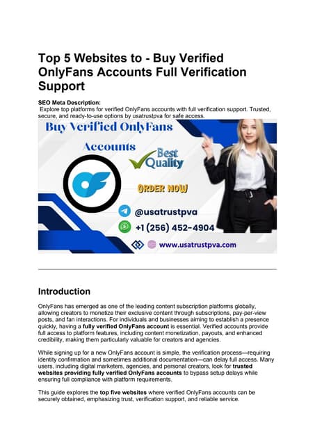 Top 8 Websites to - **** OnlyFans Accounts | DOCX