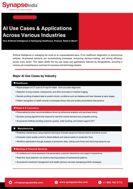 AI Use Cases & Applications Transforming Industries Globally | PDF